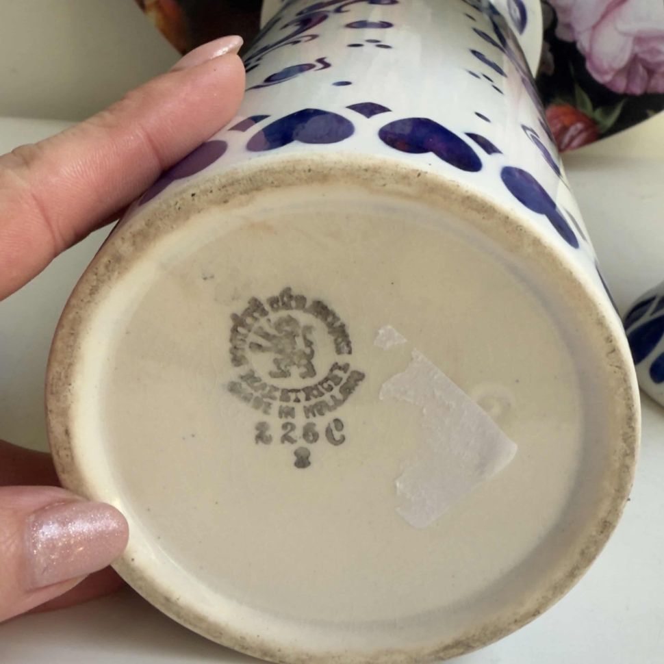 Ваза колонна Societe Ceramique Maastricht 32 см фарфор Голландия начало XX века