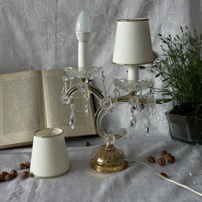 Лампа настольная 41 см на два плафона хрусталь