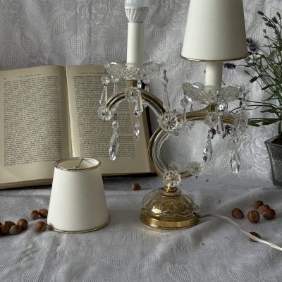 Лампа настольная 41 см на два плафона хрусталь