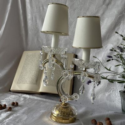 Лампа настольная 41 см на два плафона хрусталь