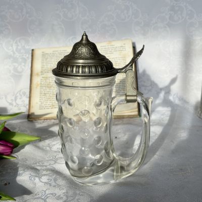 Кружка пивная BMF 450 мл стекло олово серебрение Германия            