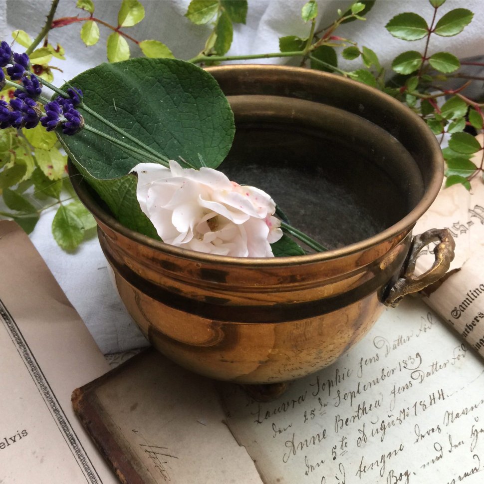 Зольник кашпо большой, латунь