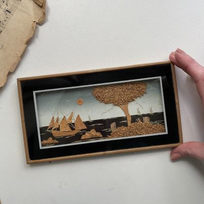 Картина пробка Корабль и дерево 20 х 11 см