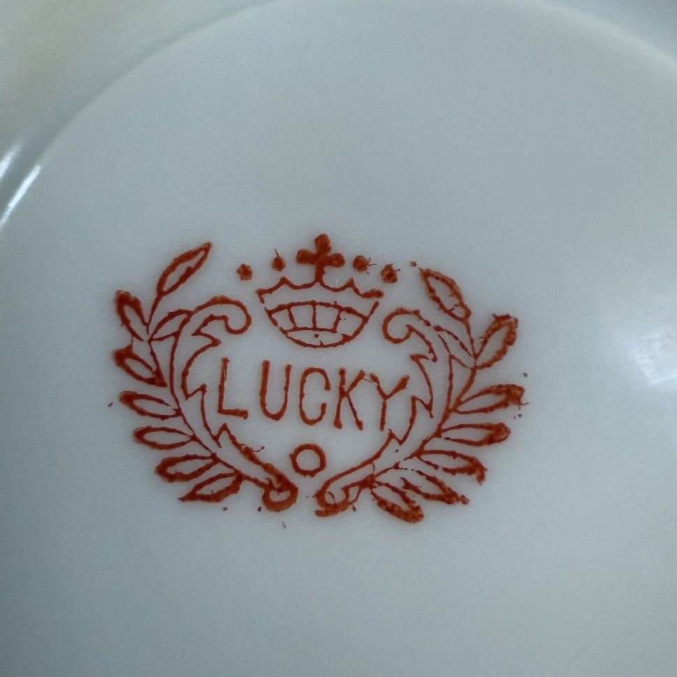 Кофейная пара Золотой бамбук 100 мл фарфор литофания Япония