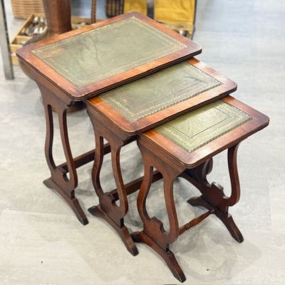 Стол журнальный набор 3 шт массив дерева кожа 