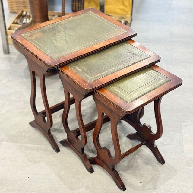 Стол журнальный набор 3 шт массив дерева кожа 