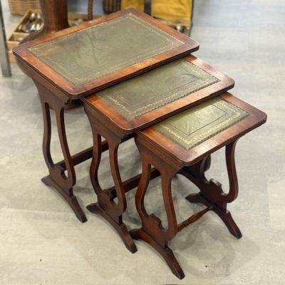 Стол журнальный набор 3 шт массив дерева кожа 