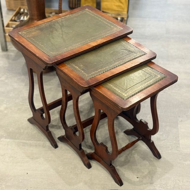 Стол журнальный набор 3 шт массив дерева кожа 