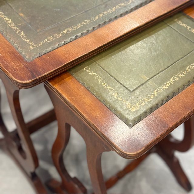 Стол журнальный набор 3 шт массив дерева кожа 