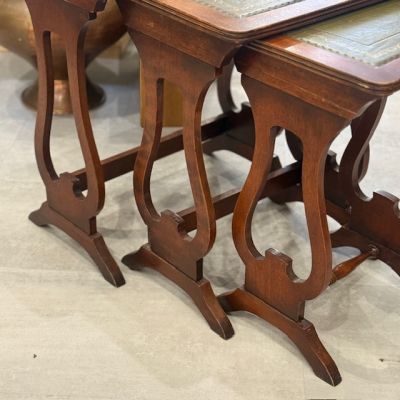 Стол журнальный набор 3 шт массив дерева кожа 