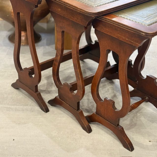 Стол журнальный набор 3 шт массив дерева кожа 