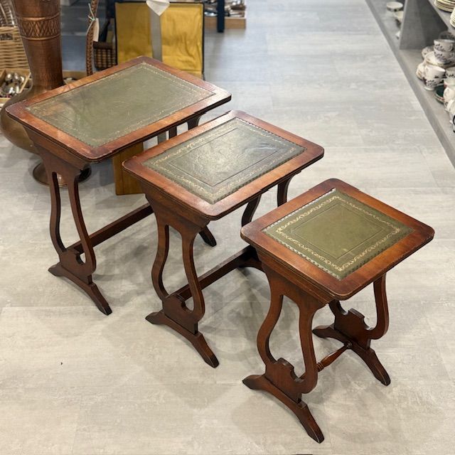 Стол журнальный набор 3 шт массив дерева кожа 