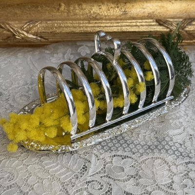 Подставка для тостов на подносе 22 см Франция серебрение