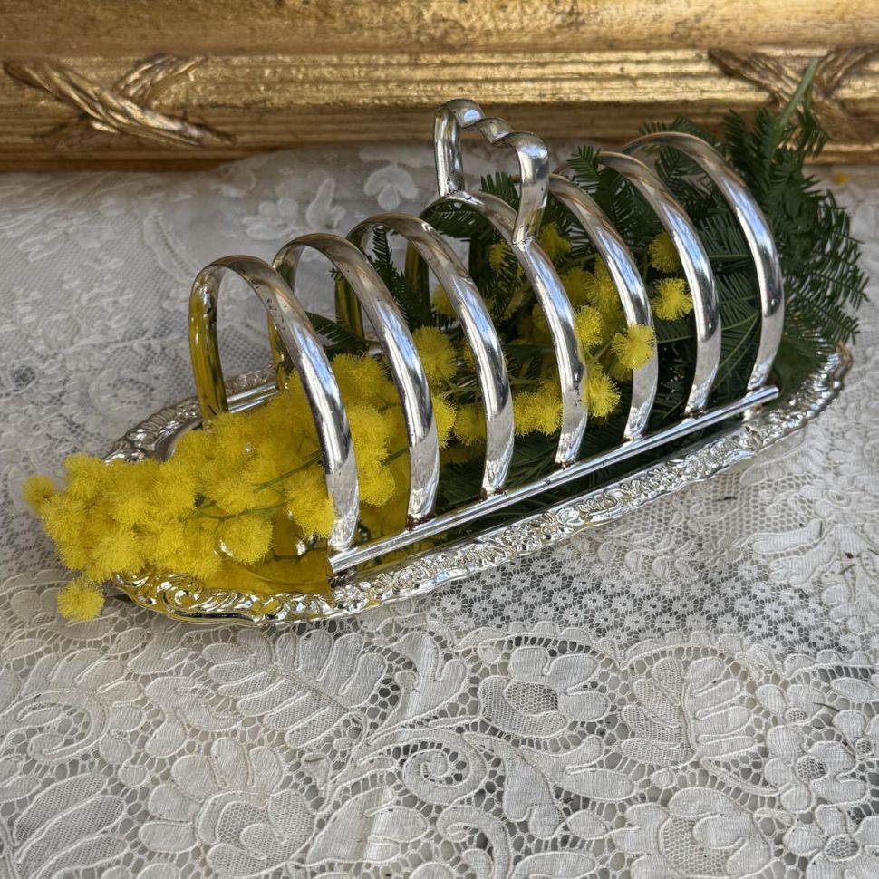 Подставка для тостов на подносе 22 см Франция серебрение