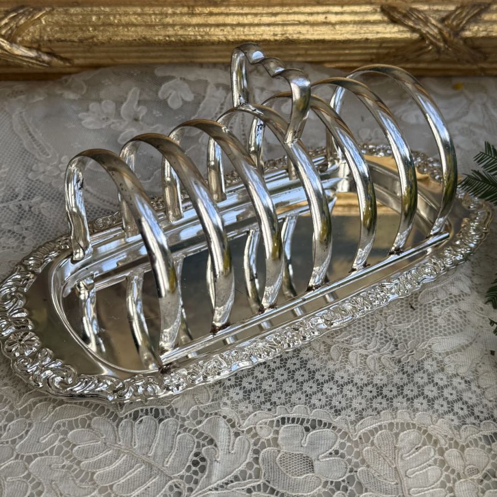 Подставка для тостов на подносе 22 см Франция серебрение