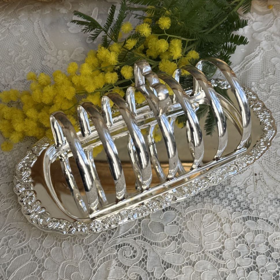 Подставка для тостов на подносе 22 см Франция серебрение