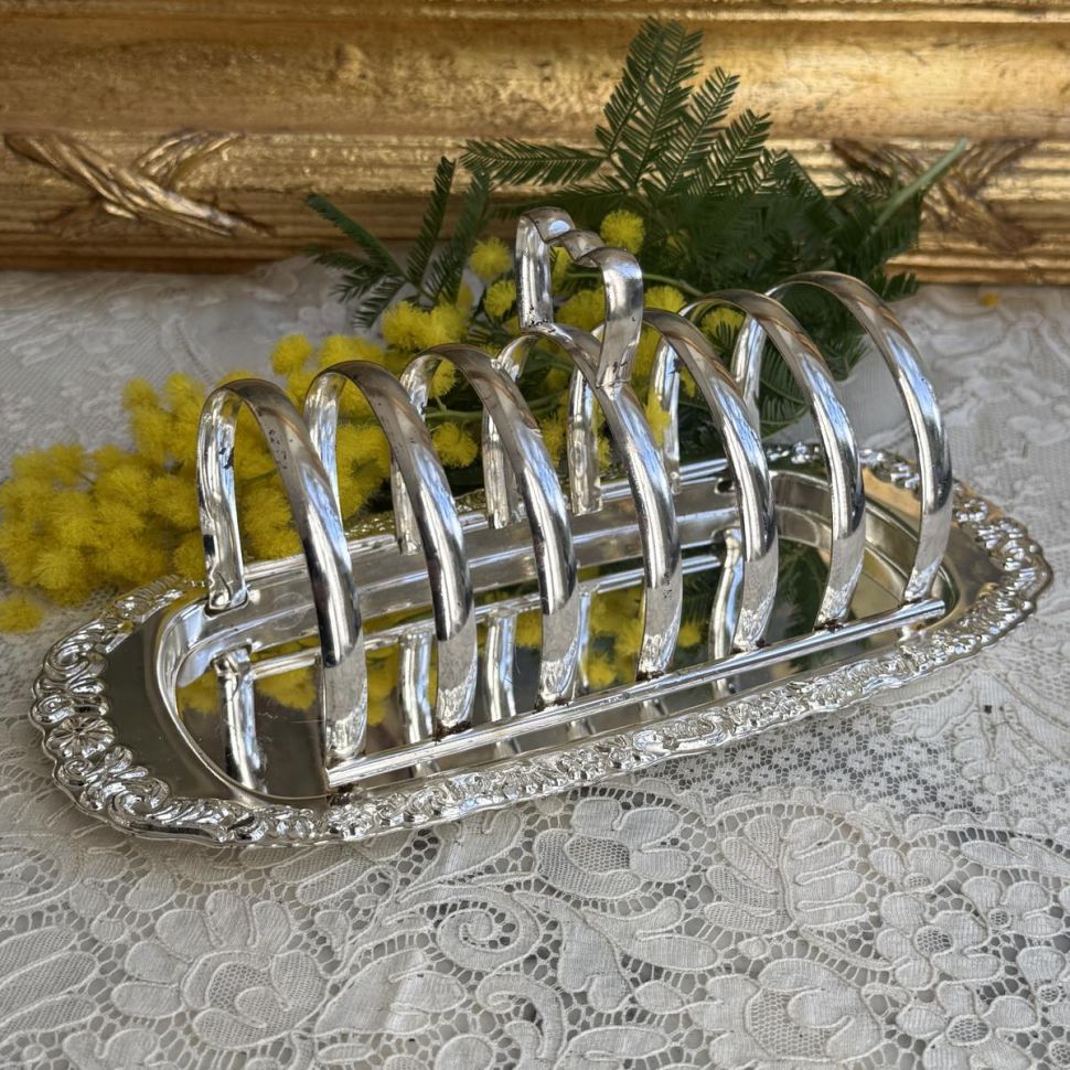 Подставка для тостов на подносе 22 см Франция серебрение