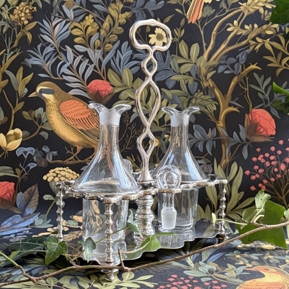 Сервировочный набор Круэт Depose 28 см стекло латунь с серебрением Франция