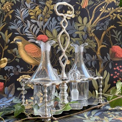 Сервировочный набор Круэт Depose 28 см стекло латунь с серебрением Франция