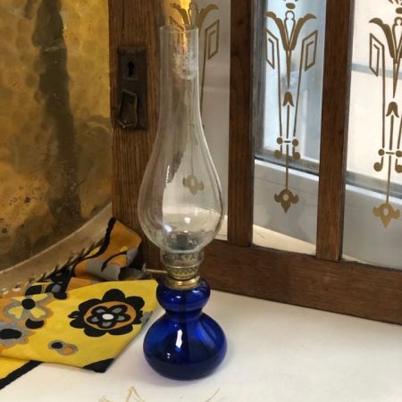 Лампа масляная синее стекло 