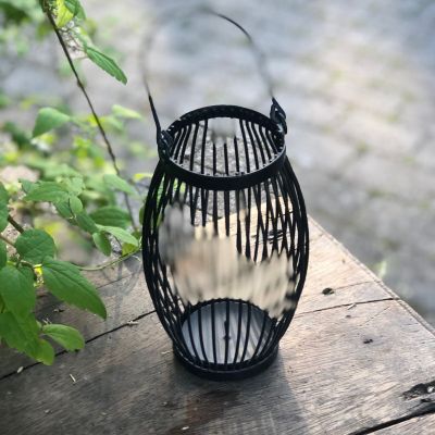 Подсвечник черный клетка металл