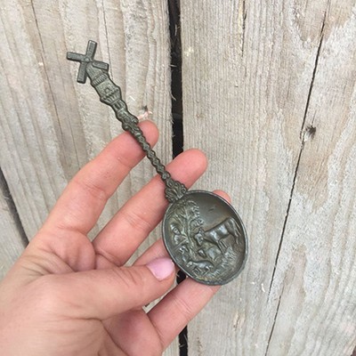 Ложка оловянная Голландия мельница и корова