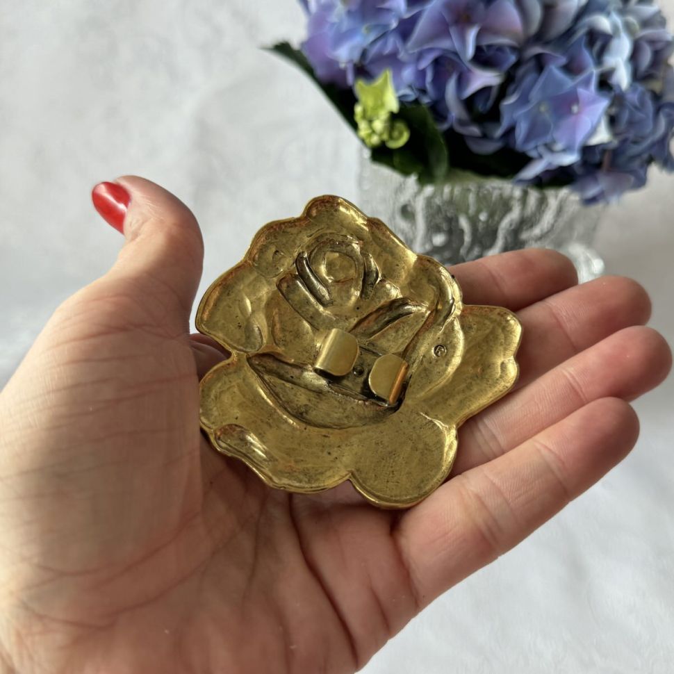 Пряжка Роза в стиле Шанель 8 см латунь 