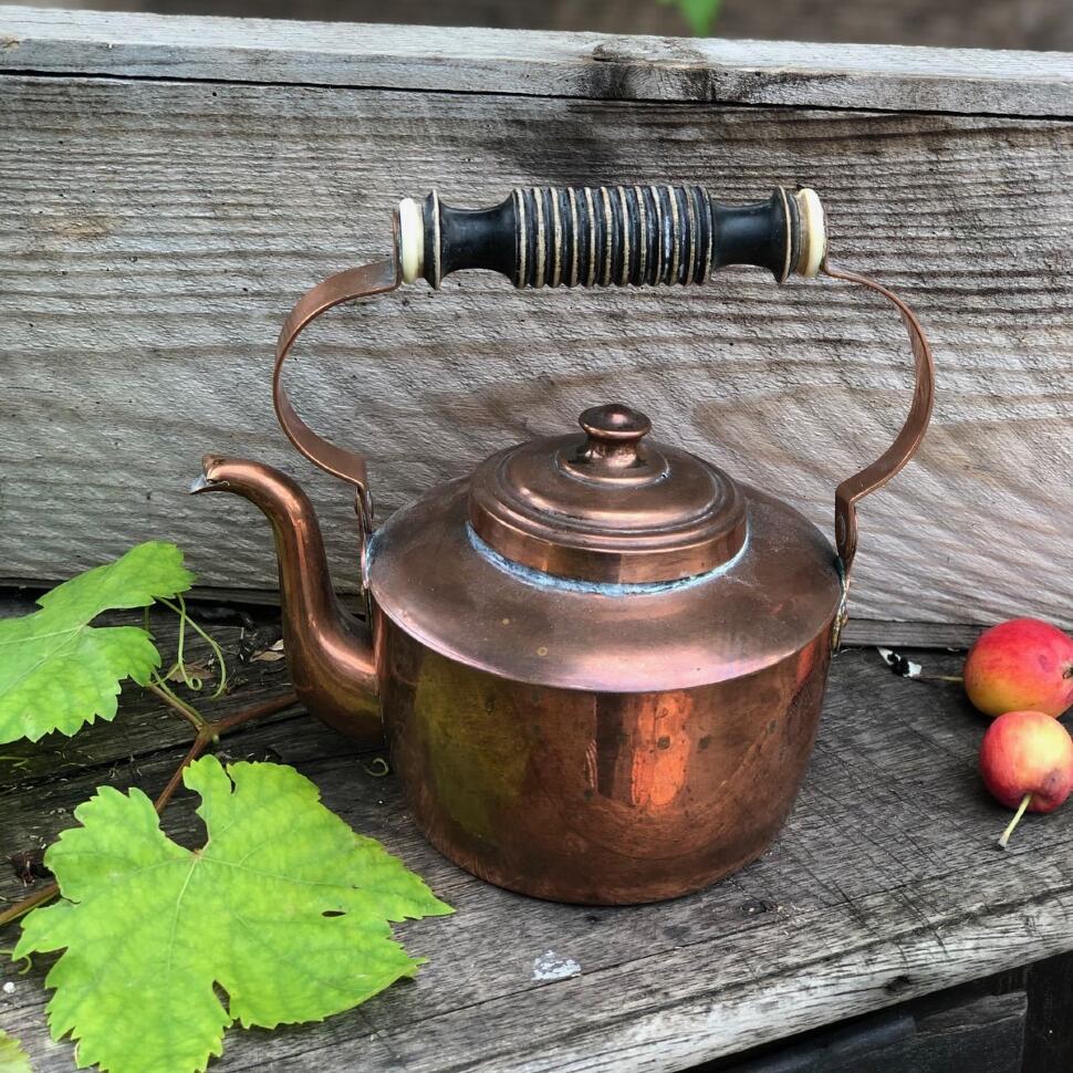 Чайник заварочный 1 л с деревянной ручкой медь