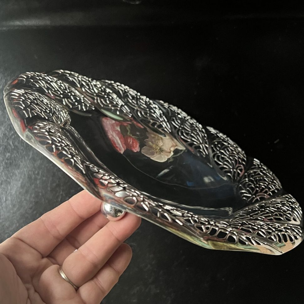 Блюдо на 3-х ножках Ажур 24 см мельхиор 