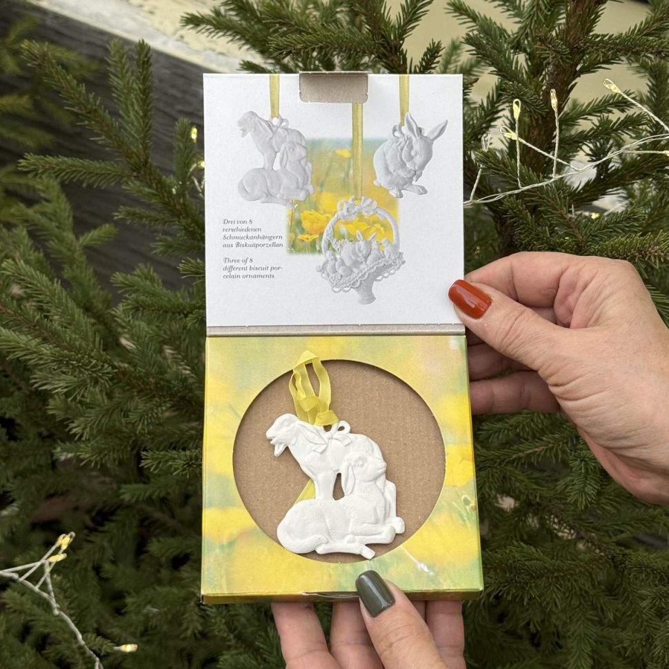 Подвес Hutschenreuther Ягнята 7 см бисквитный фарфор Германия  