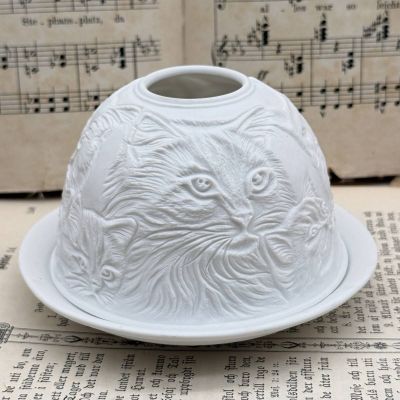 Подсвечник клош Hellmann Versand Starlight Кошки 12 см бисквитный фарфор Германия