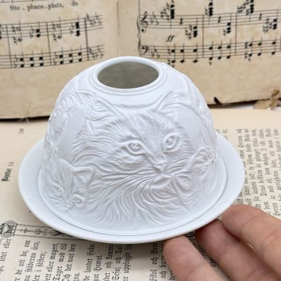 Подсвечник клош Hellmann Versand Starlight Кошки 12 см бисквитный фарфор Германия