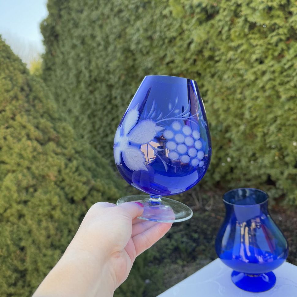 Ваза бокал синий 1,7 л хрустальное стекло Германия