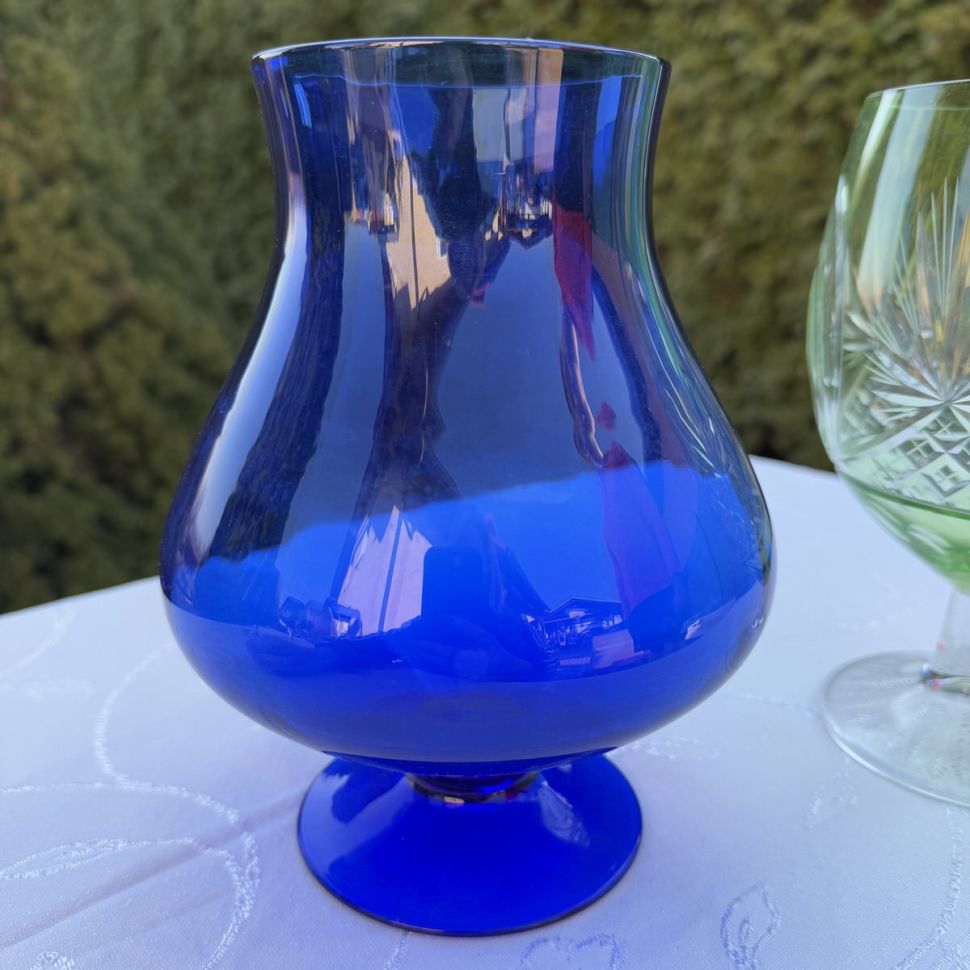 Ваза бокал синий 1,7 л хрустальное стекло Германия