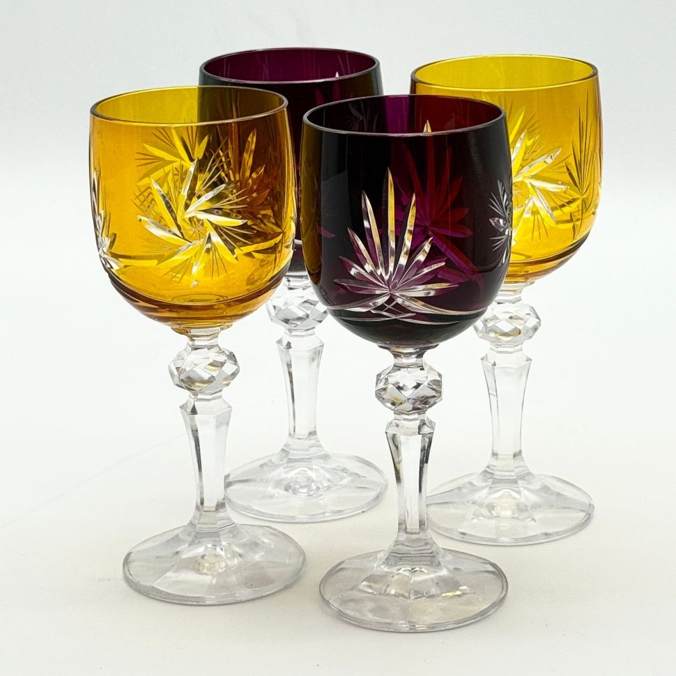 Бокал набор 4 шт. 200 мл цветной хрусталь Чехия