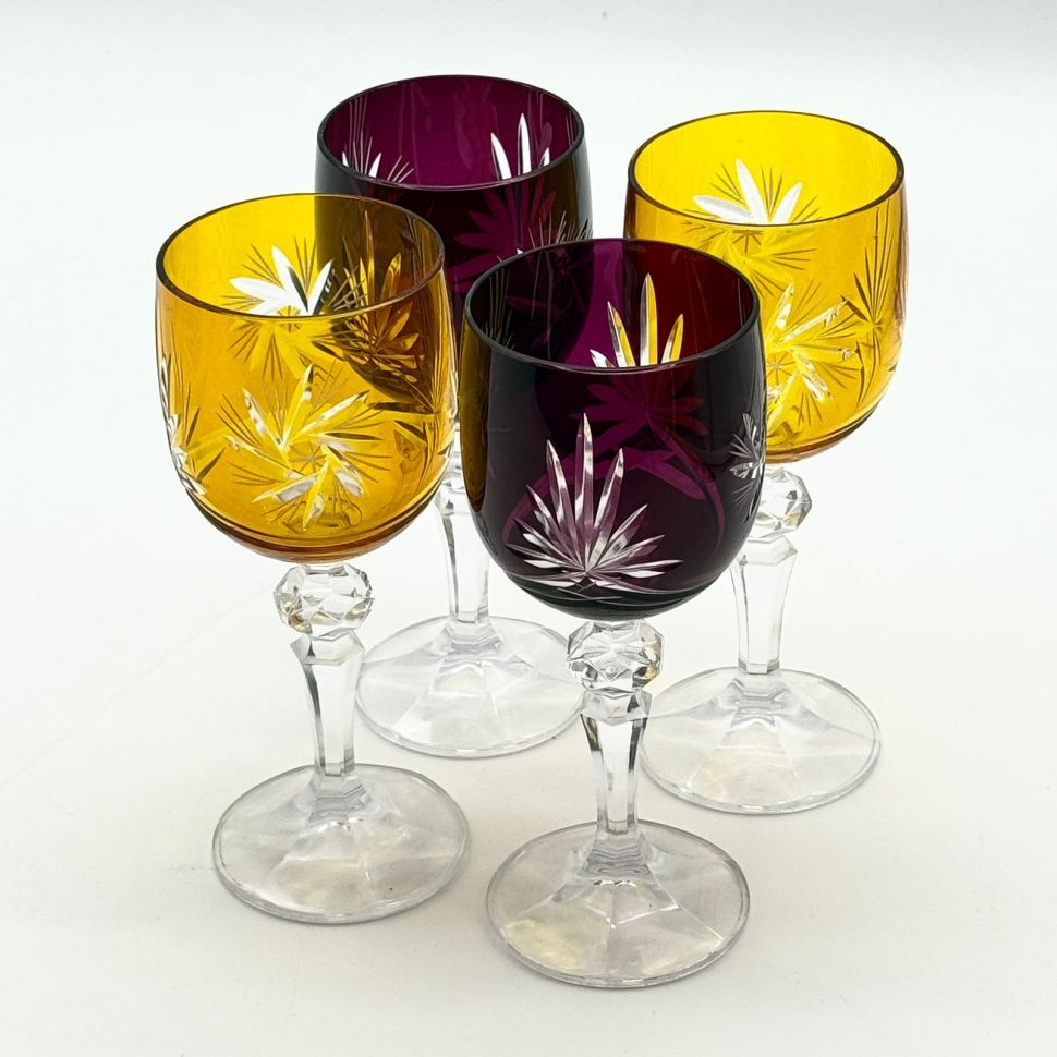 Бокал набор 4 шт. 200 мл цветной хрусталь Чехия