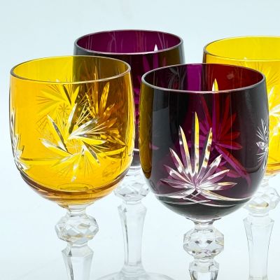 Бокал набор 4 шт. 200 мл цветной хрусталь Чехия