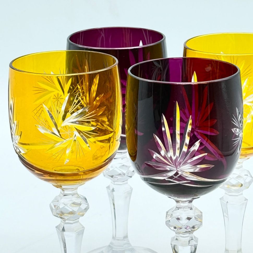 Бокал набор 4 шт. 200 мл цветной хрусталь Чехия