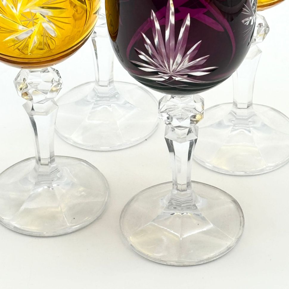 Бокал набор 4 шт. 200 мл цветной хрусталь Чехия