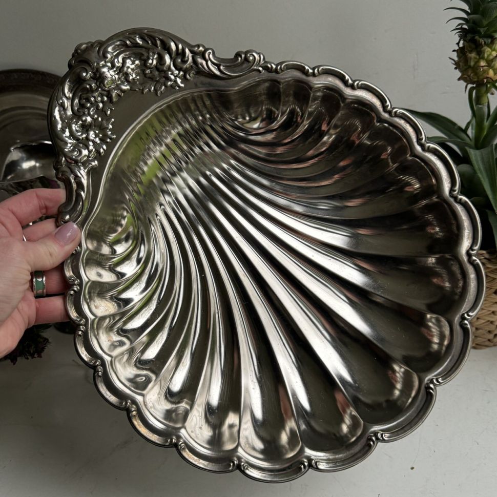 Блюдо Ракушка 35 см сталь серебрение