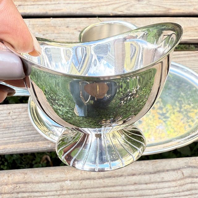 Сервировочный чайный набор на блюде мельхиор серебрение 6 предметов