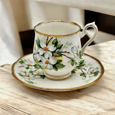 Кофейная пара Royal Albert White Dogwood 130 мл 1950 гг. 