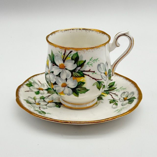 Кофейная пара Royal Albert White Dogwood 130 мл 1950 гг. 