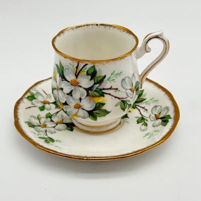 Кофейная пара Royal Albert White Dogwood 130 мл 1950 гг. 
