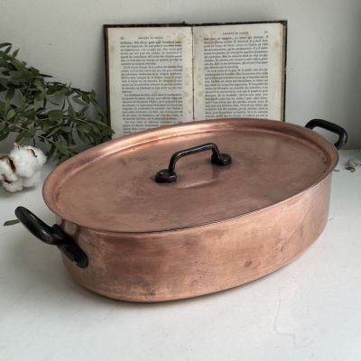 Кастрюля сотейник утятница с крышкой 3,6 л медь