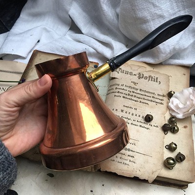 Турка 250 мл медная с деревянной ручкой