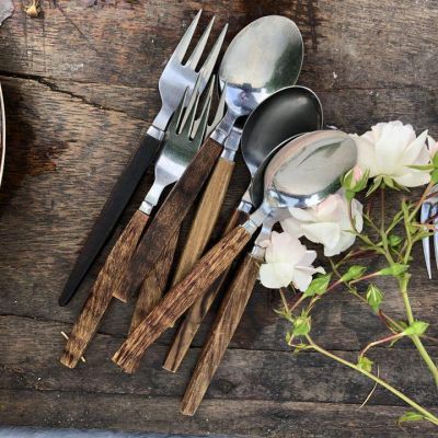 Ложка столовая 18 см с деревянной ручкой Rostfritt сталь