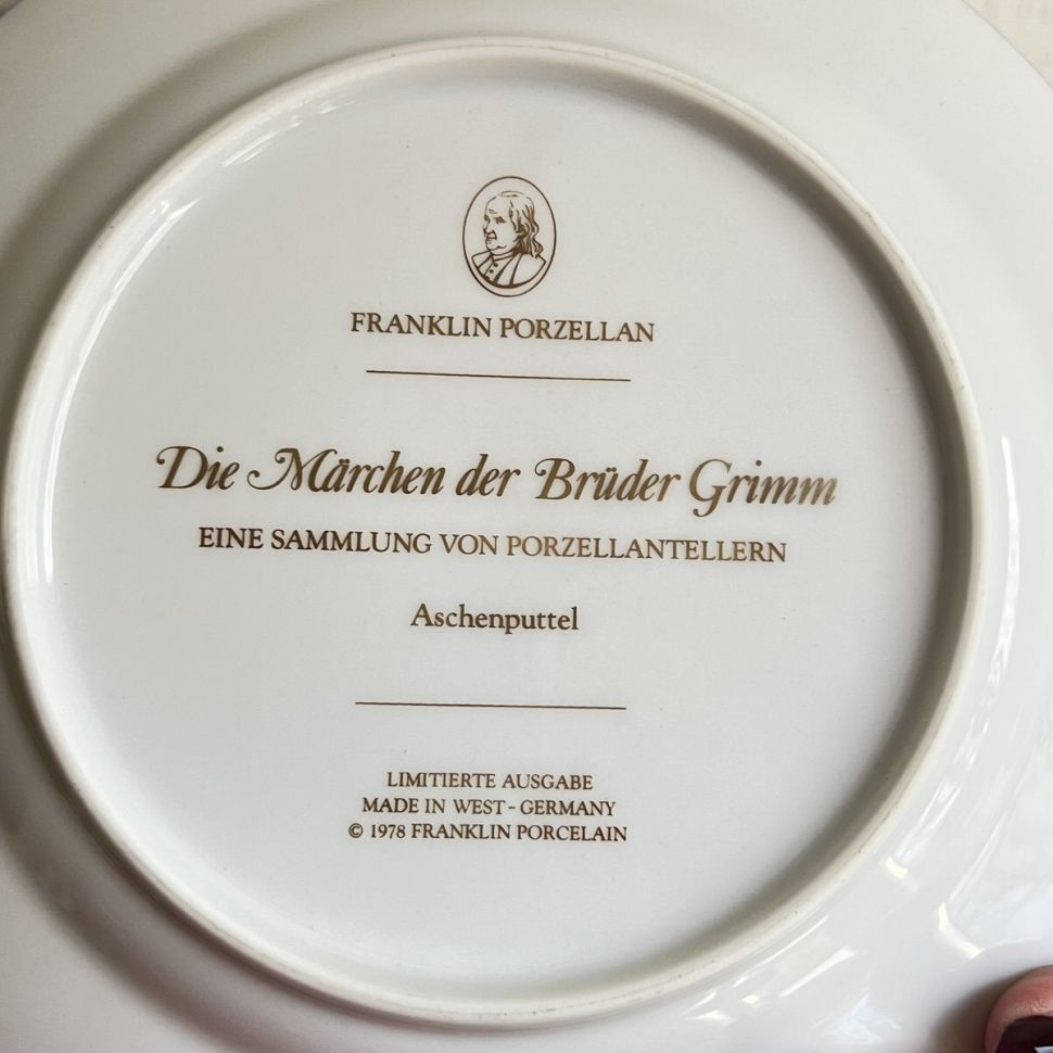 Тарелка Franklin Porcelain Сказки Золушка 1978 г. W.Germany 