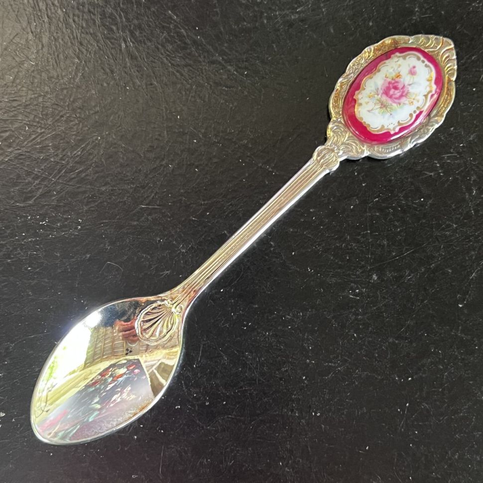 Ложка кофейная Роза 13 см сталь эмаль