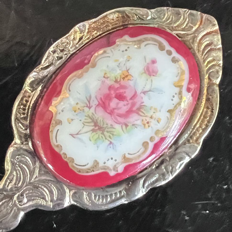 Ложка кофейная Роза 13 см сталь эмаль